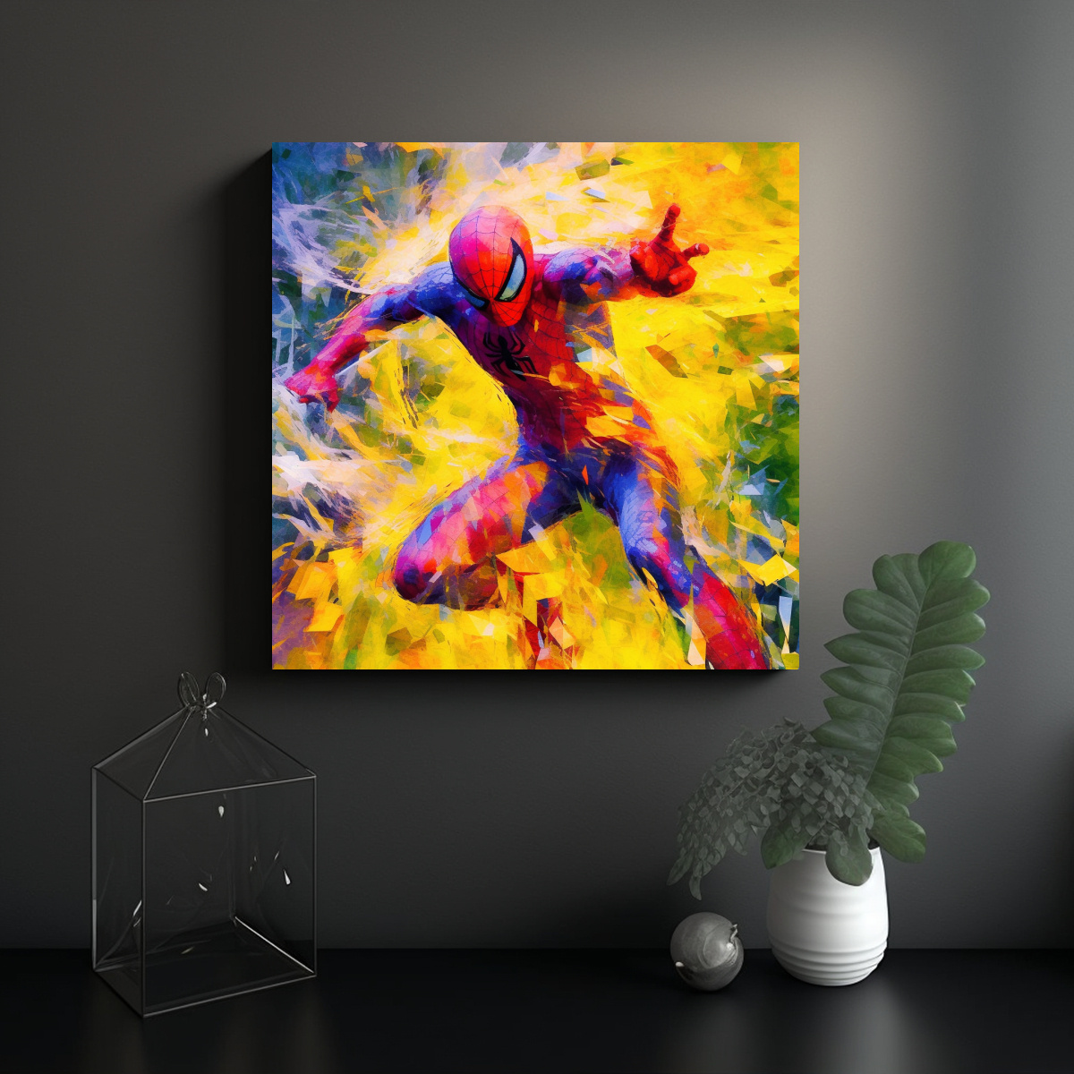 TELA CANVAS MULTICOLOR ABSTRACTA DE SPIDERMAN EN 80X80 CM - 2