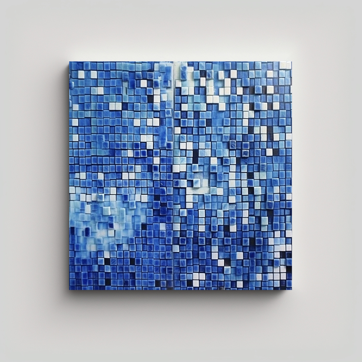 CUADRO ABSTRACTO DE AZULEJOS AZULES Y BLANCOS 20X20 CM - 1