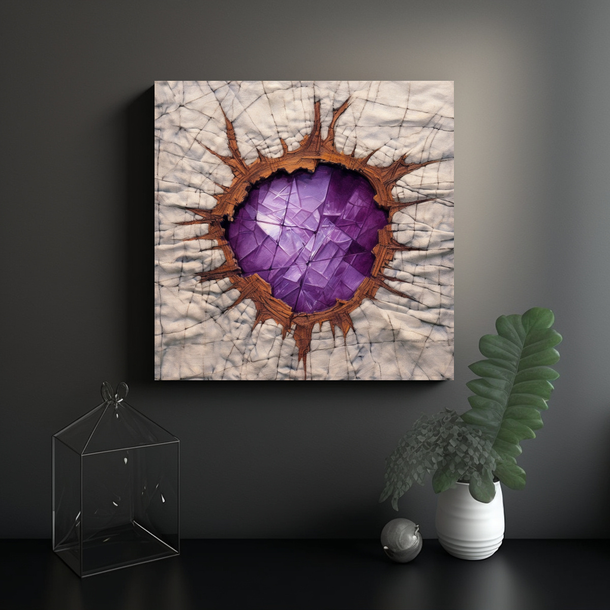 CONCEPTO DIBUJO AMULETO AMATISTA COSIDO EN 50X50 CM - 2