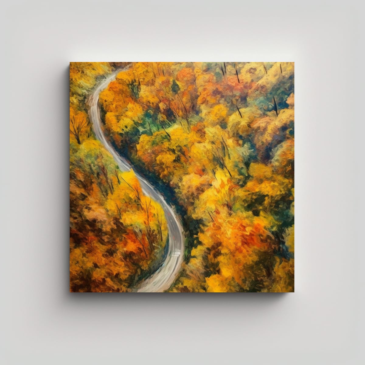 PINTURAS OTOÑALES DE FOLLAJE EN CARRETERA EN S, 40X40 CM - 1