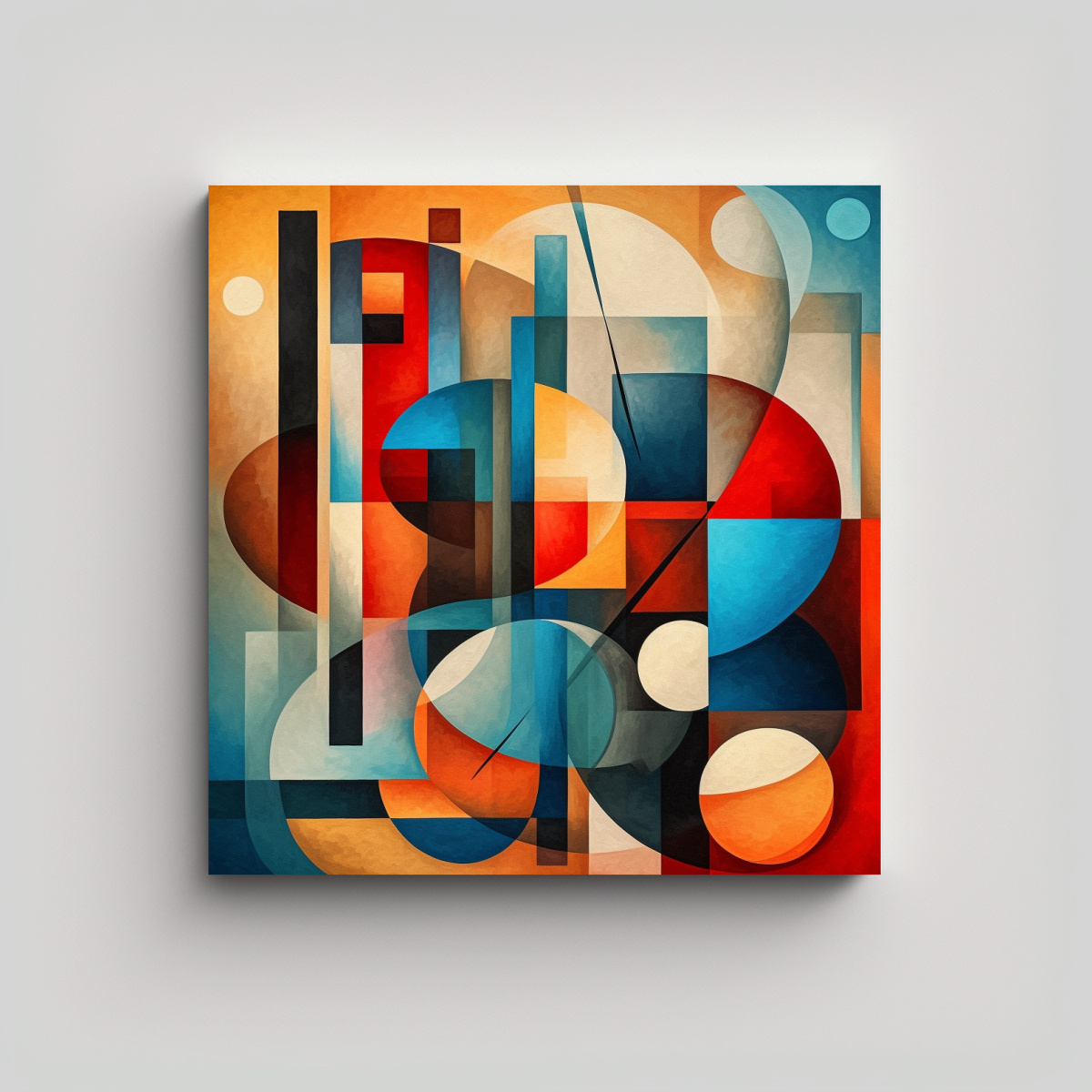 LIENZO ABSTRACTO INSPIRADO EN CUBISMO CON FORMAS 50X50 CM - 1