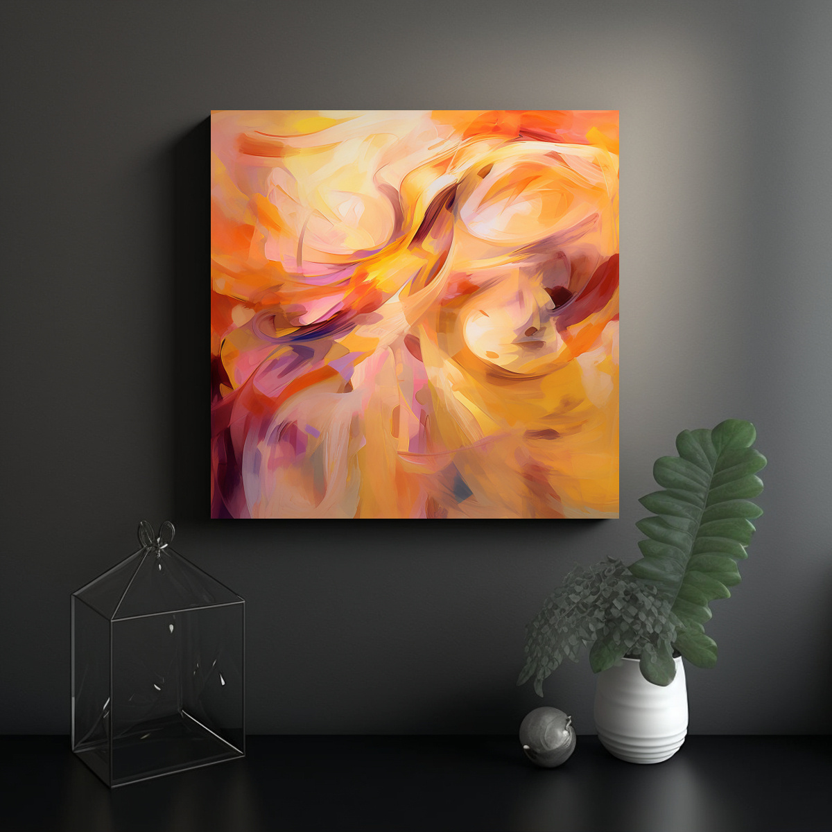 CUADRO TELA ABSTRACTO EQUILIBRADO TONO CÁLIDO 50X50 CM - 2