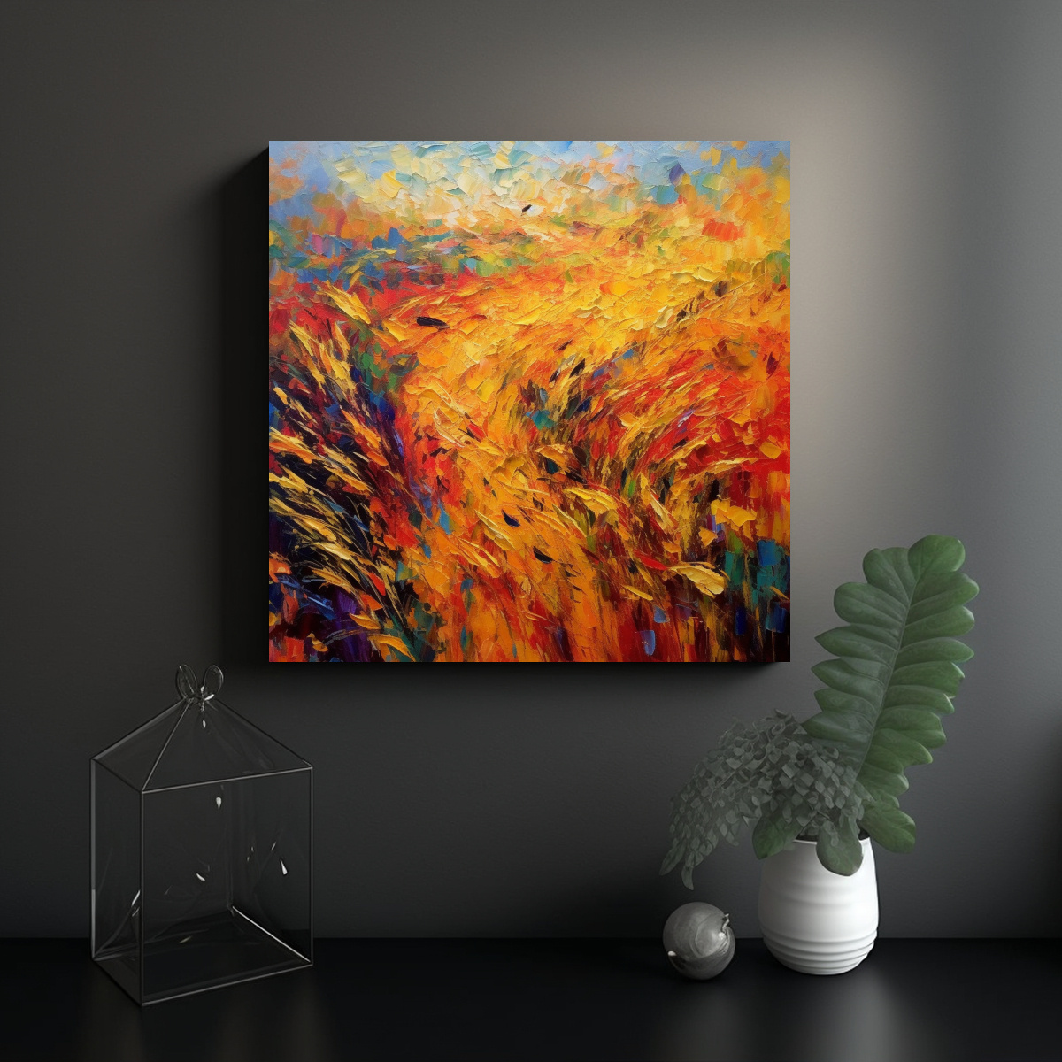 CUADROS ABSTRACTOS MODERNOS BRILLANTES ESTILO 100X100 CM - 2