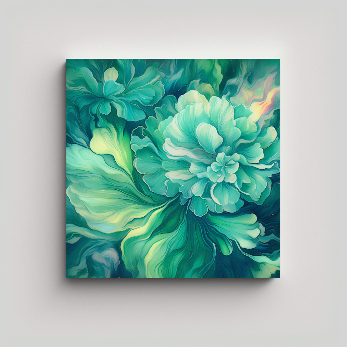 PINTURA DE PARED MODERNA LUMINOSA VERDE AGUA 30X30 CM - 1