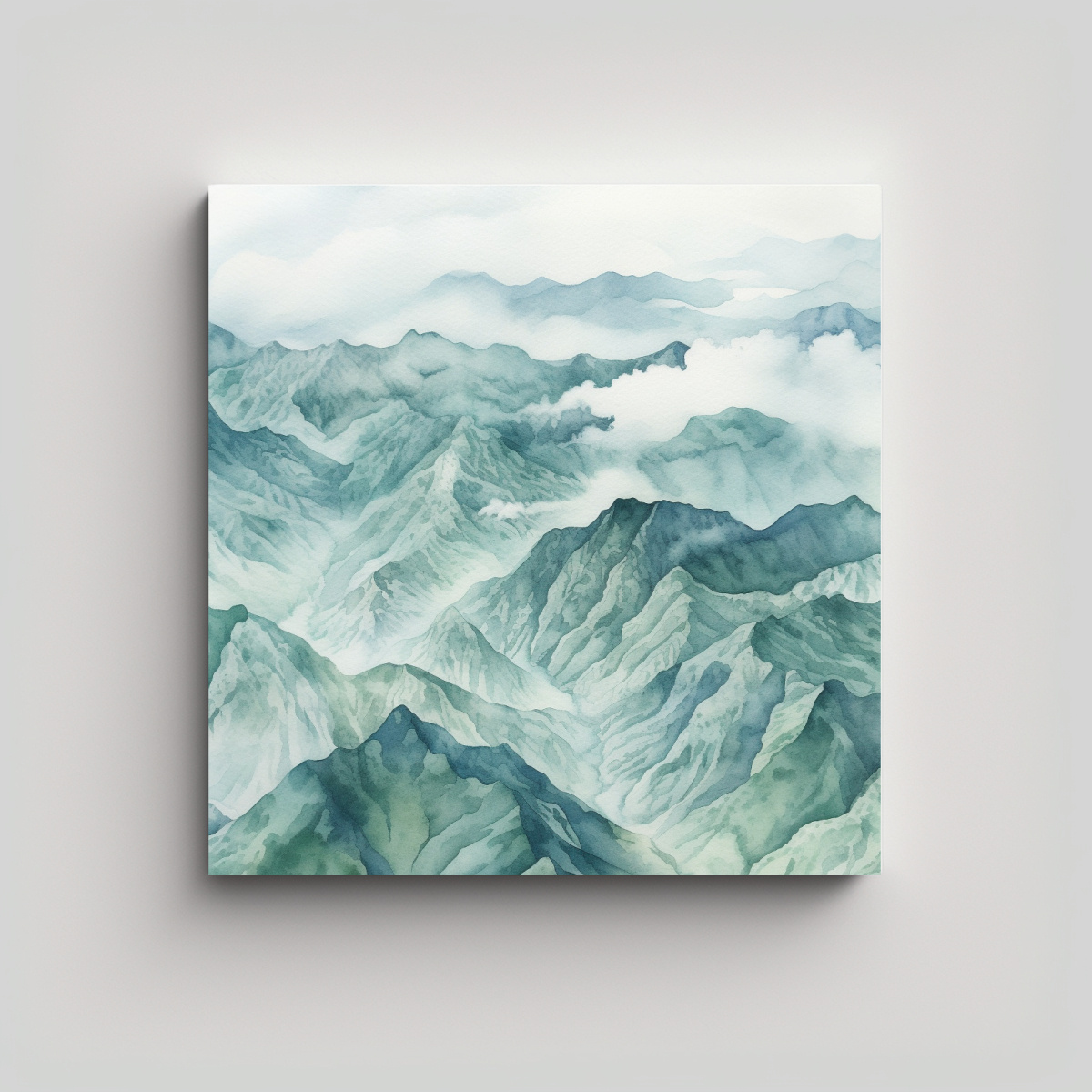 CUADRO DE NATURALEZA VIVA: MONTAÑAS EN ACUARELA 100X100 CM - 1