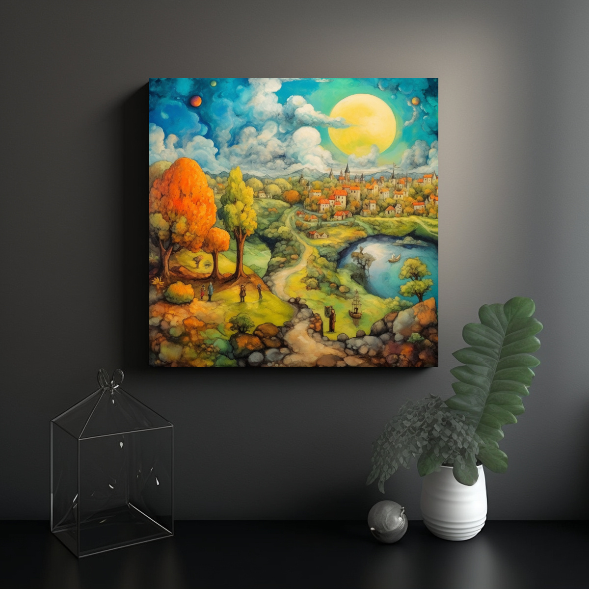 CUADRO REALISTA DE PAISAJE CON EFECTO VISUAL AL 40X40 CM - 2