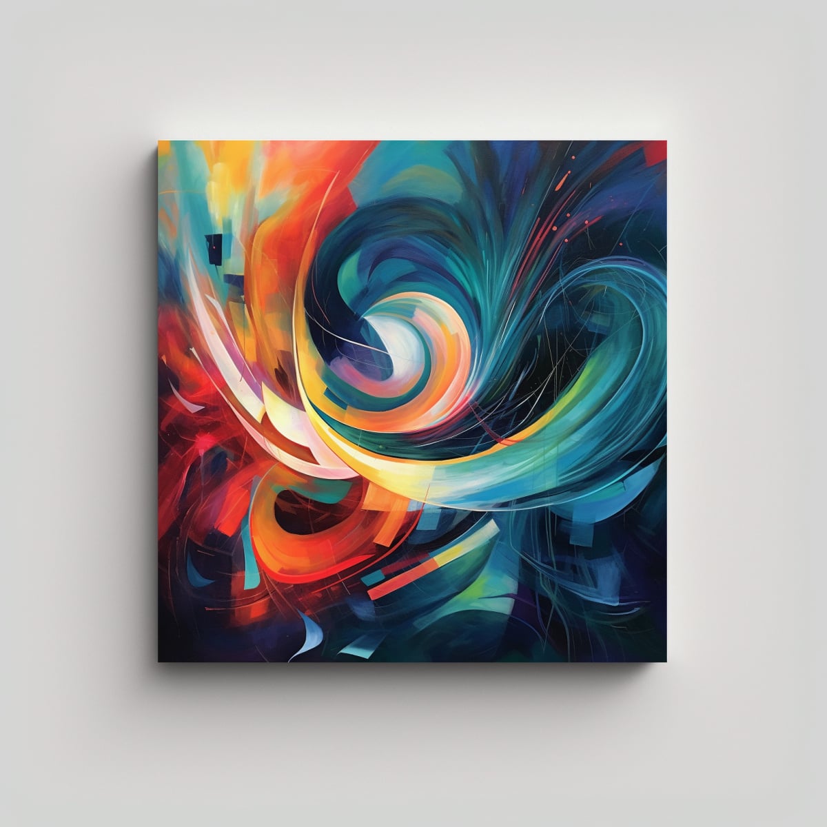 PINTURA ABSTRACTA SIMÉTRICA CON COLORES 60X60 CM - 1