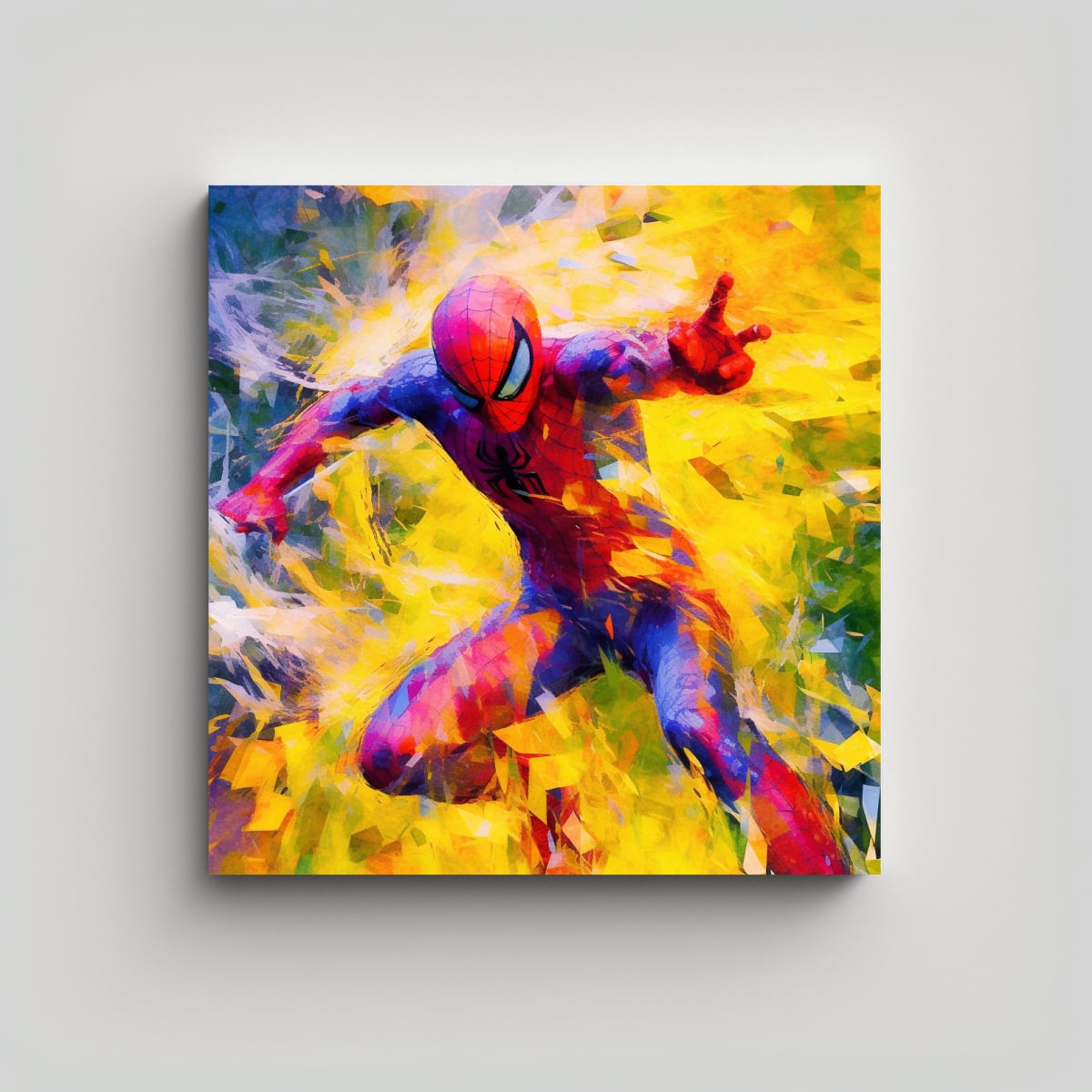TELA CANVAS MULTICOLOR ABSTRACTA DE SPIDERMAN EN 100X100 CM - 1