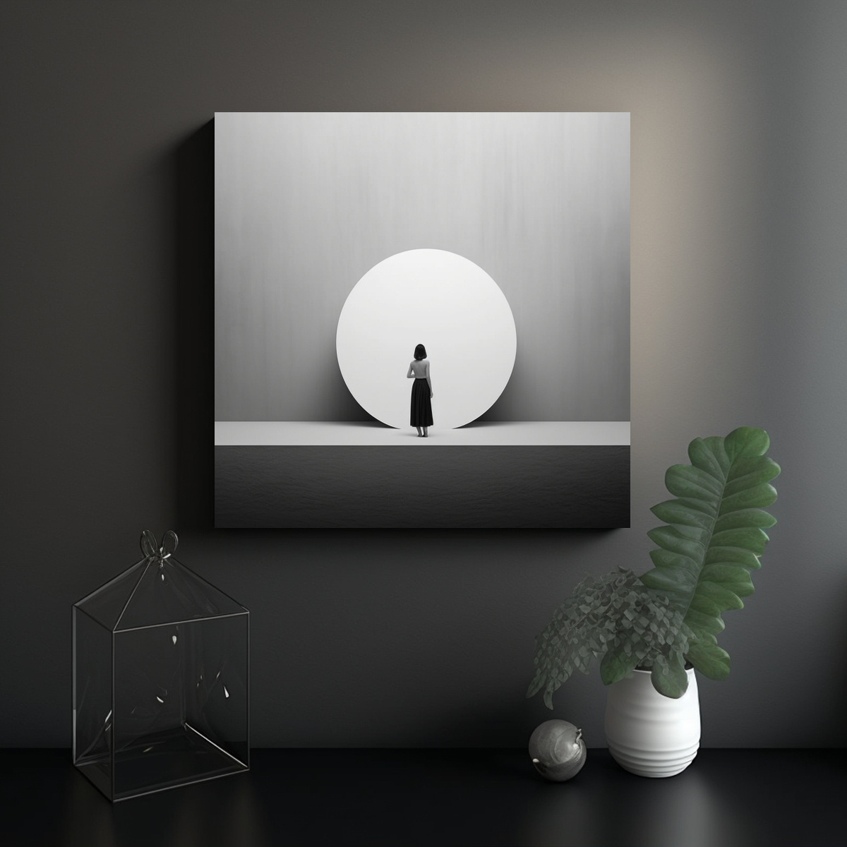 ARTE MINIMALISTA EN BLANCO Y NEGRO ESTILO VINTAGE 100X100 CM - 2