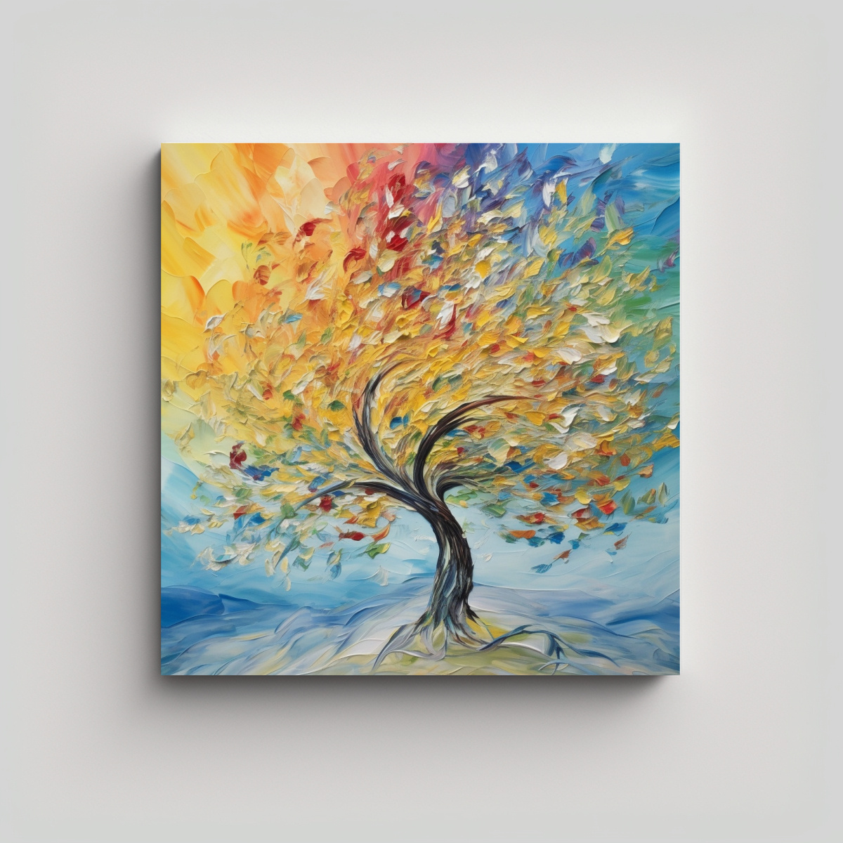 CUADRO ABSTRACTO DE ÁRBOL HERMOSO EN TELA 40X40 CM - 1