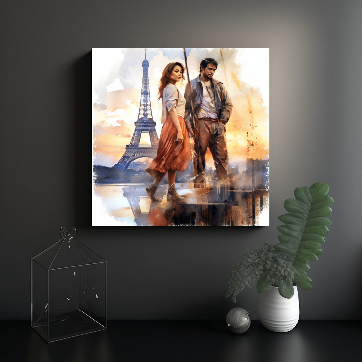 CUADRO EN BASTIDOR PARA COMEDOR PINTURA ACUARELA 40X40 CM - 2