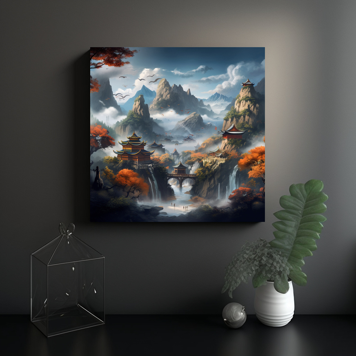 PINTURAS DECORATIVAS DE PAISAJES ANTIGUOS CHINOS 60X60 CM - 2