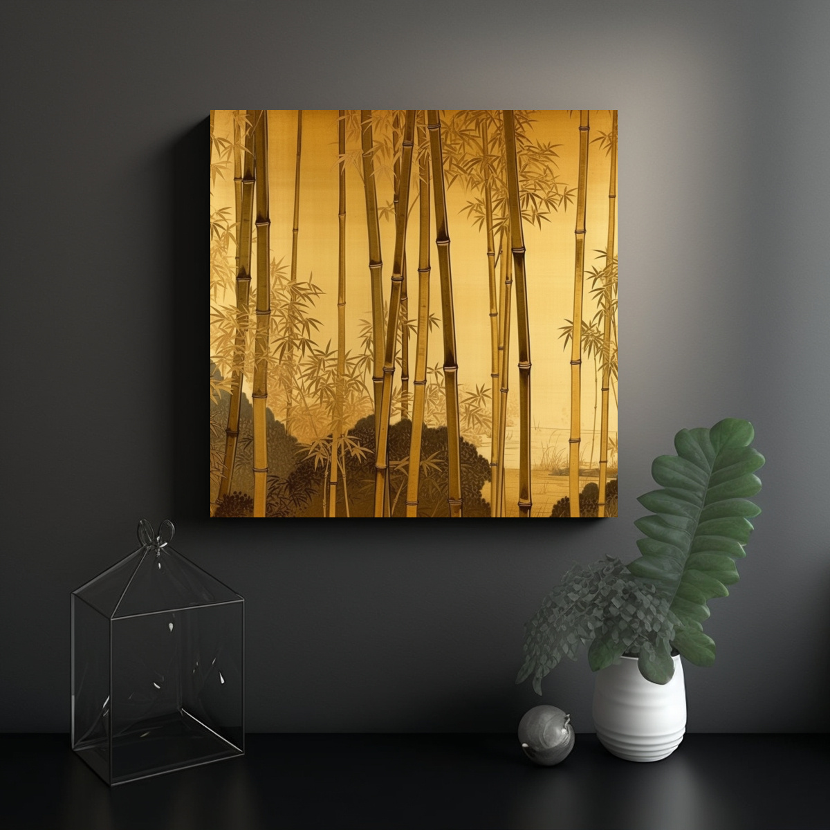 PINTURA DECORATIVA EN BASTIDOR ESTILO DINASTÍA 90X90 CM - 2