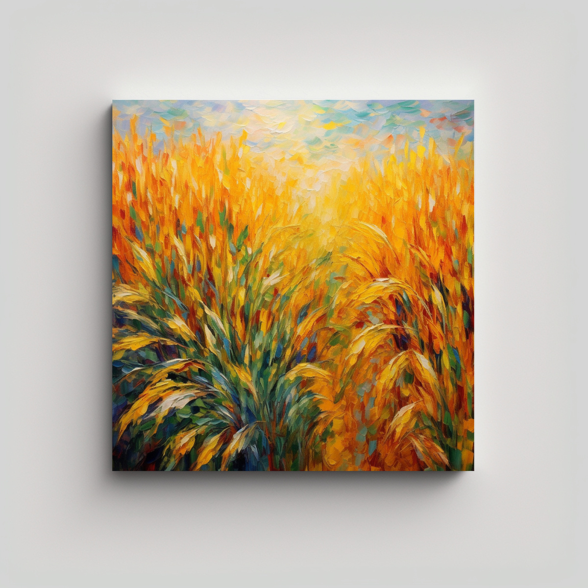 PINTURAS ABSTRACTAS DE CAMPOS DE MAÍZ OTOÑALES 40X40 CM - 1