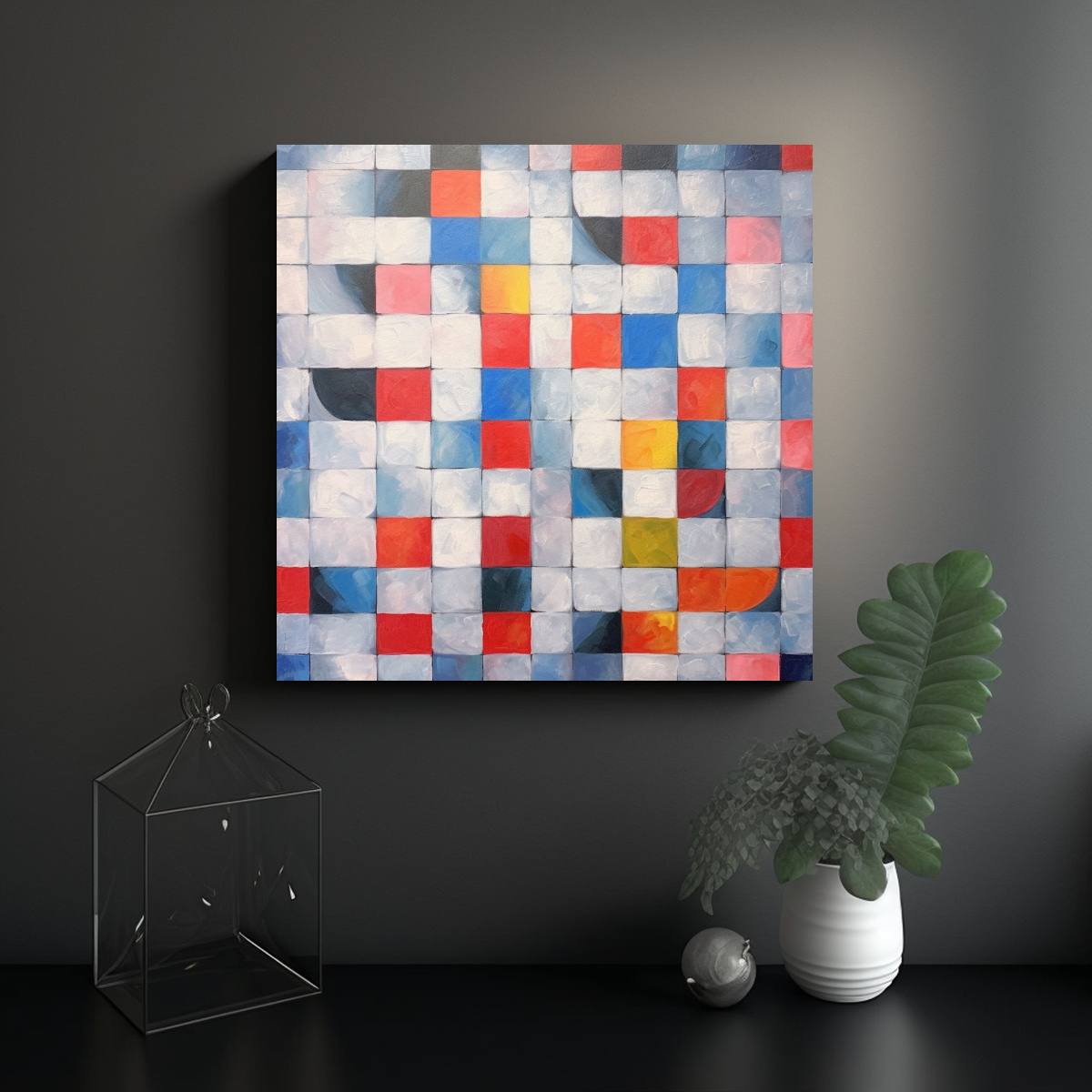 CUADRO COMPOSICIÓN VIBRANTE: ARTE MODERNO EN 100X100 CM - 2