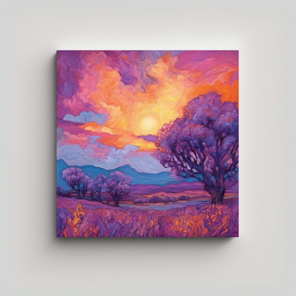CUADRO EN BASTIDOR MODERNO: MAR DE LAVANDA AL 70X70 CM - 1