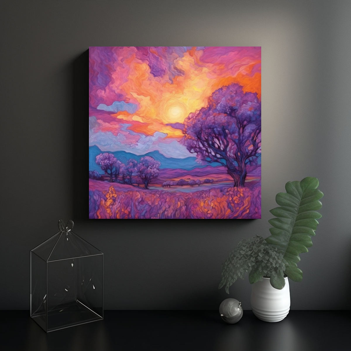CUADRO EN BASTIDOR MODERNO: MAR DE LAVANDA AL 70X70 CM - 2