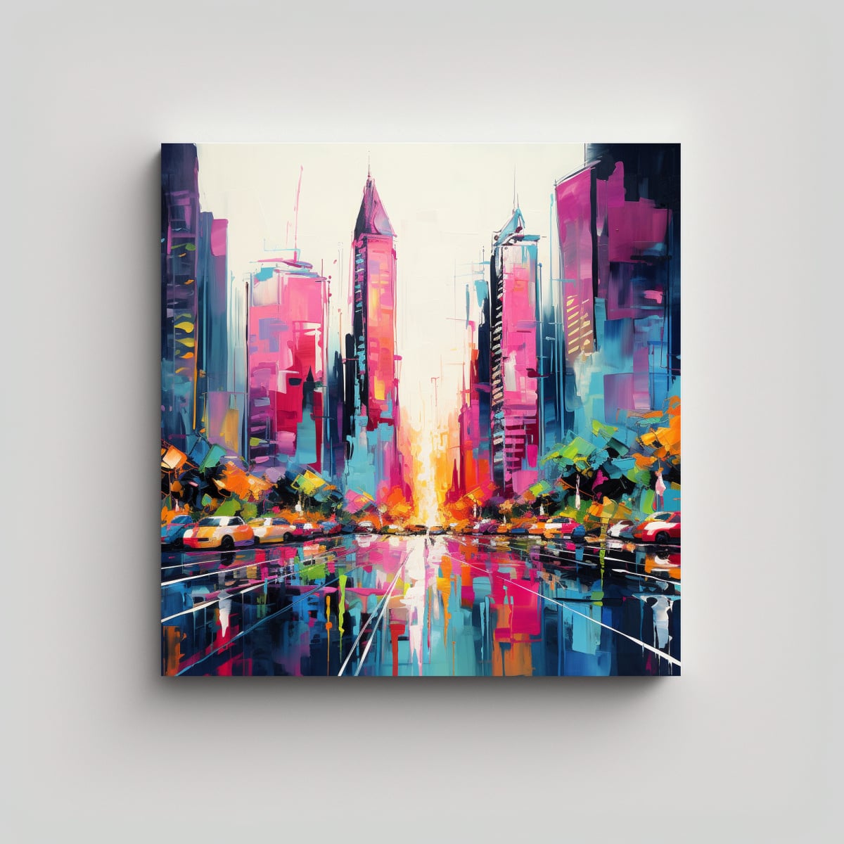 PINTURA DECORATIVA DE CIUDAD MODERNA CON 20X20 CM - 1