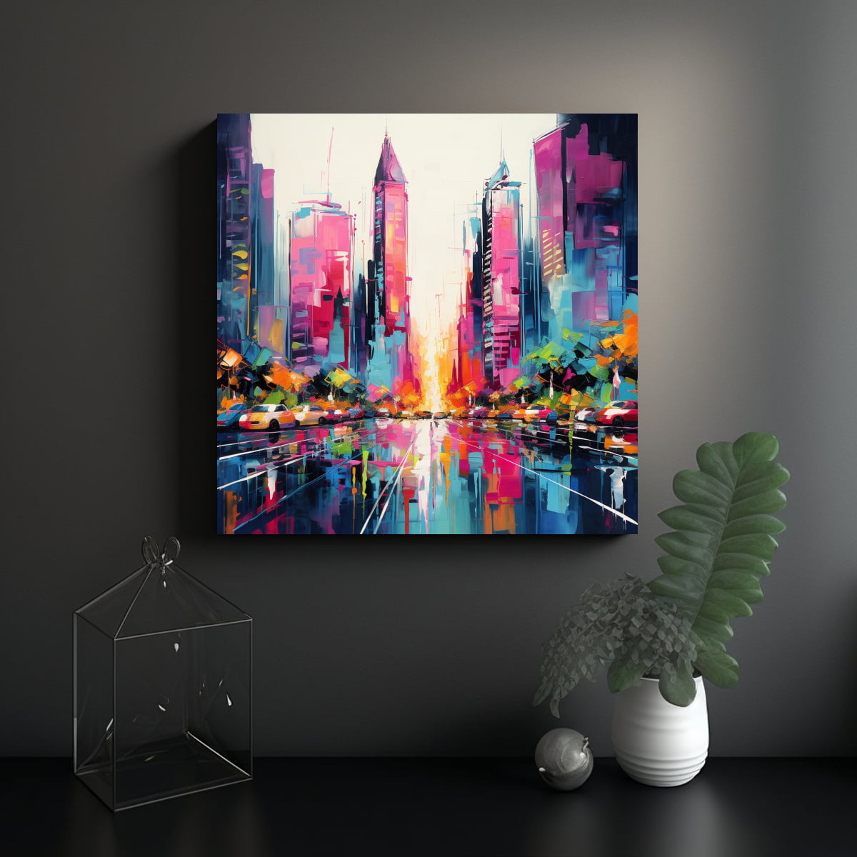 PINTURA DECORATIVA DE CIUDAD MODERNA CON 20X20 CM - 2