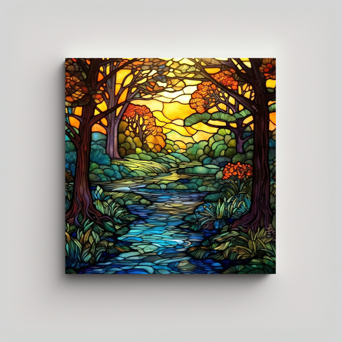 PINTURAS DECORATIVAS VINTAGE CON VIDRIERAS 70X70 CM - 1