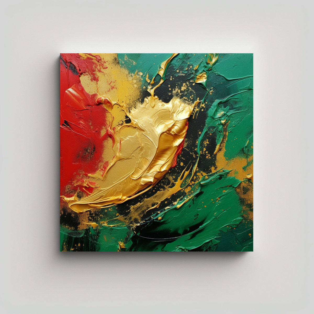 PINTURA ABSTRACTA 3D CON HOJA DE ORO NATURAL PARA 40X40 CM - 1