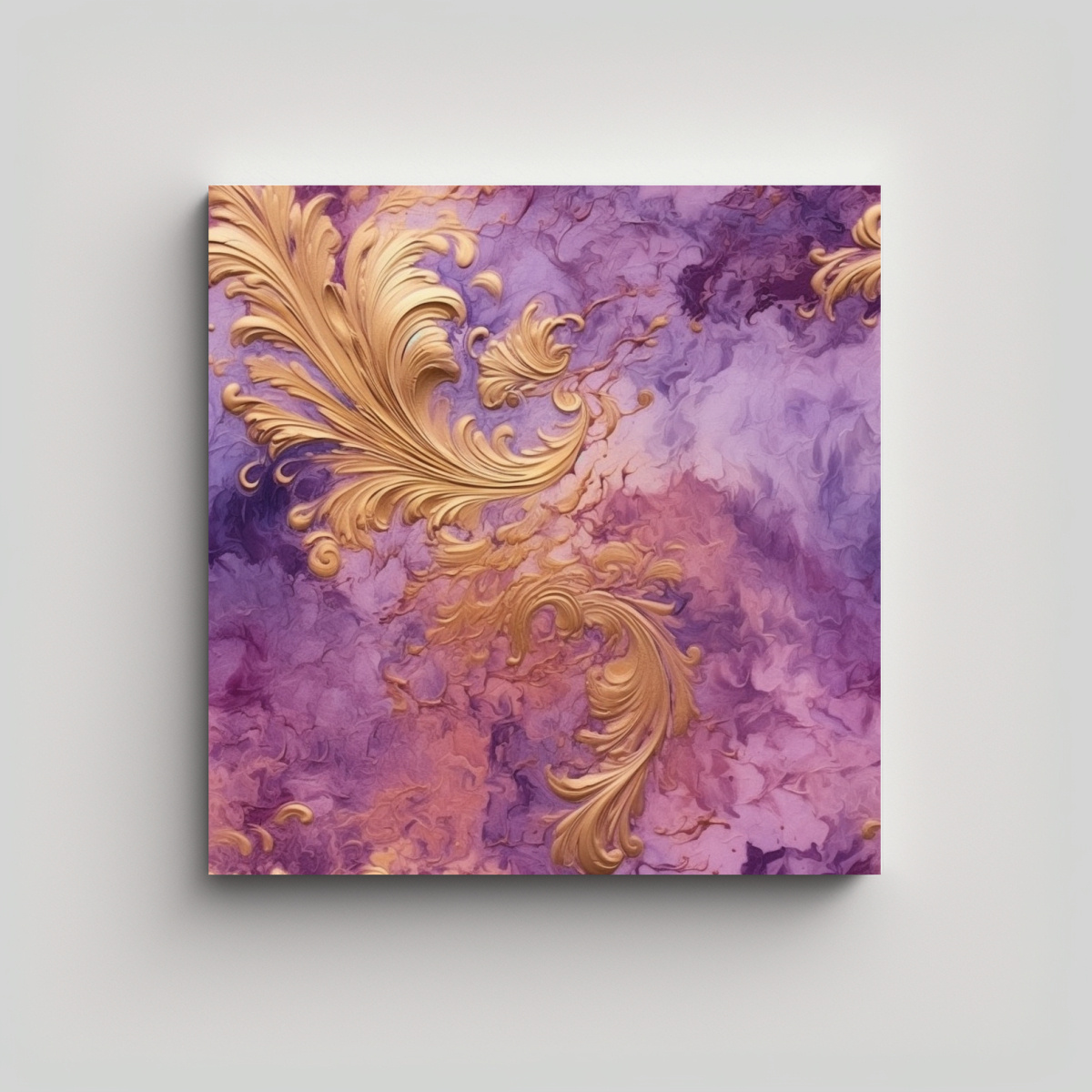 CUADRO CONCEPTO RESISTENTE EN VIOLETA Y DORADO 90X90 CM - 1