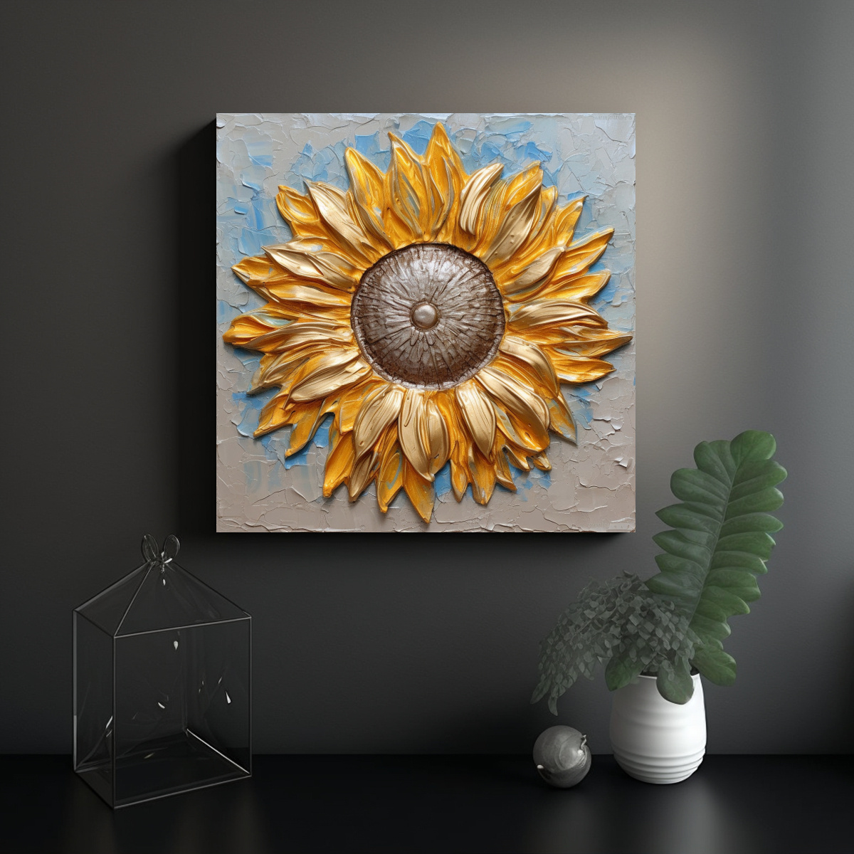 CUADRO DE INSPIRACIÓN FLORAL GIRASOL COLORIDO 30X30 CM - 2