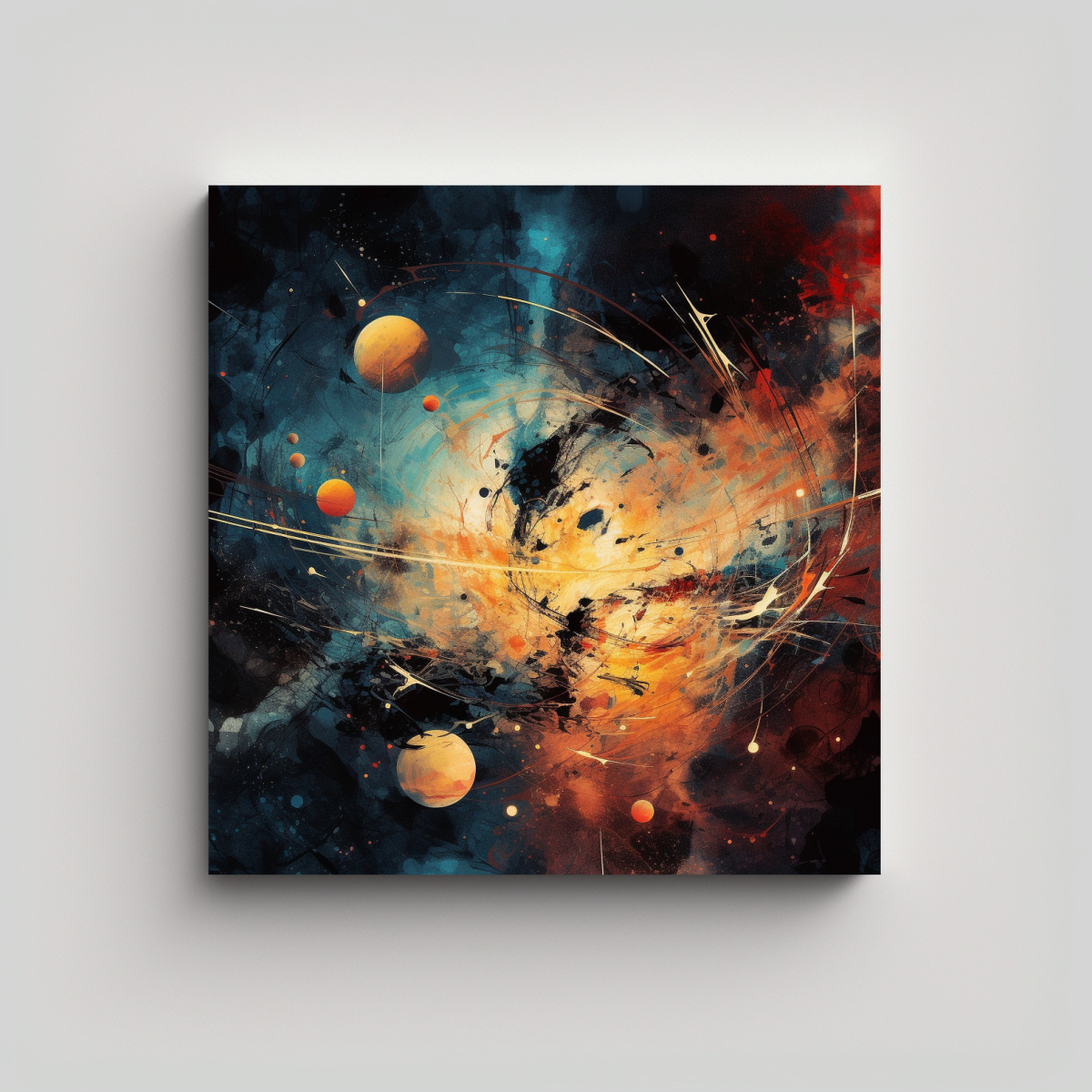 CUADRO ABSTRACTO DE LÍNEAS LUMINOSAS EN EL LIENZO 80X80 CM - 1