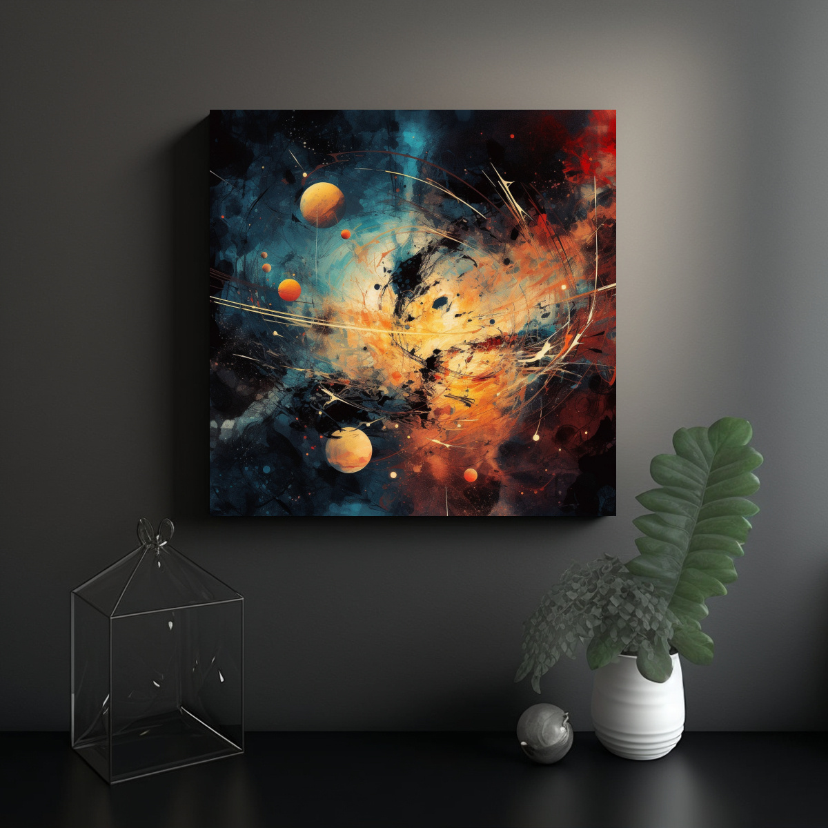 CUADRO ABSTRACTO DE LÍNEAS LUMINOSAS EN EL LIENZO 80X80 CM - 2