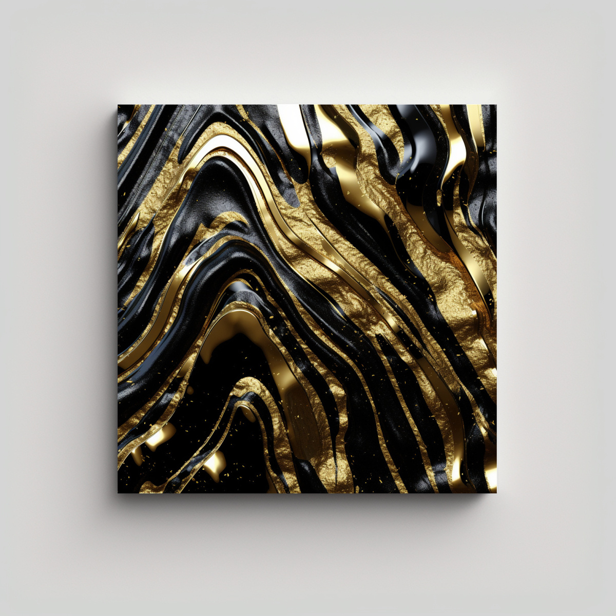 CUADRO DECORATIVO ABSTRACTO FONDO NEGRO BRILLANTE. 40X40 CM - 1
