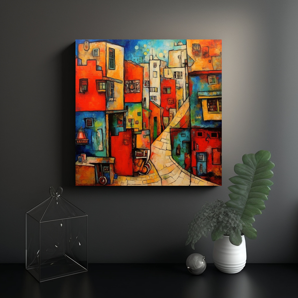 PINTURA CANVA TELA COMBINACIÓN URBANA ESTILO 70X70 CM - 2