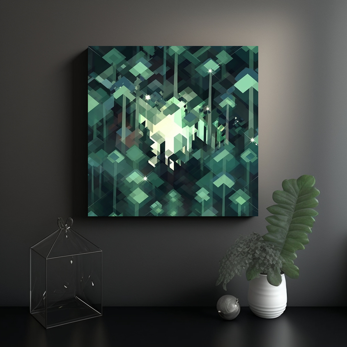 CUADRO DE PARED ABSTRACTO EN LIENZO CON FORMAS 80X80 CM - 2