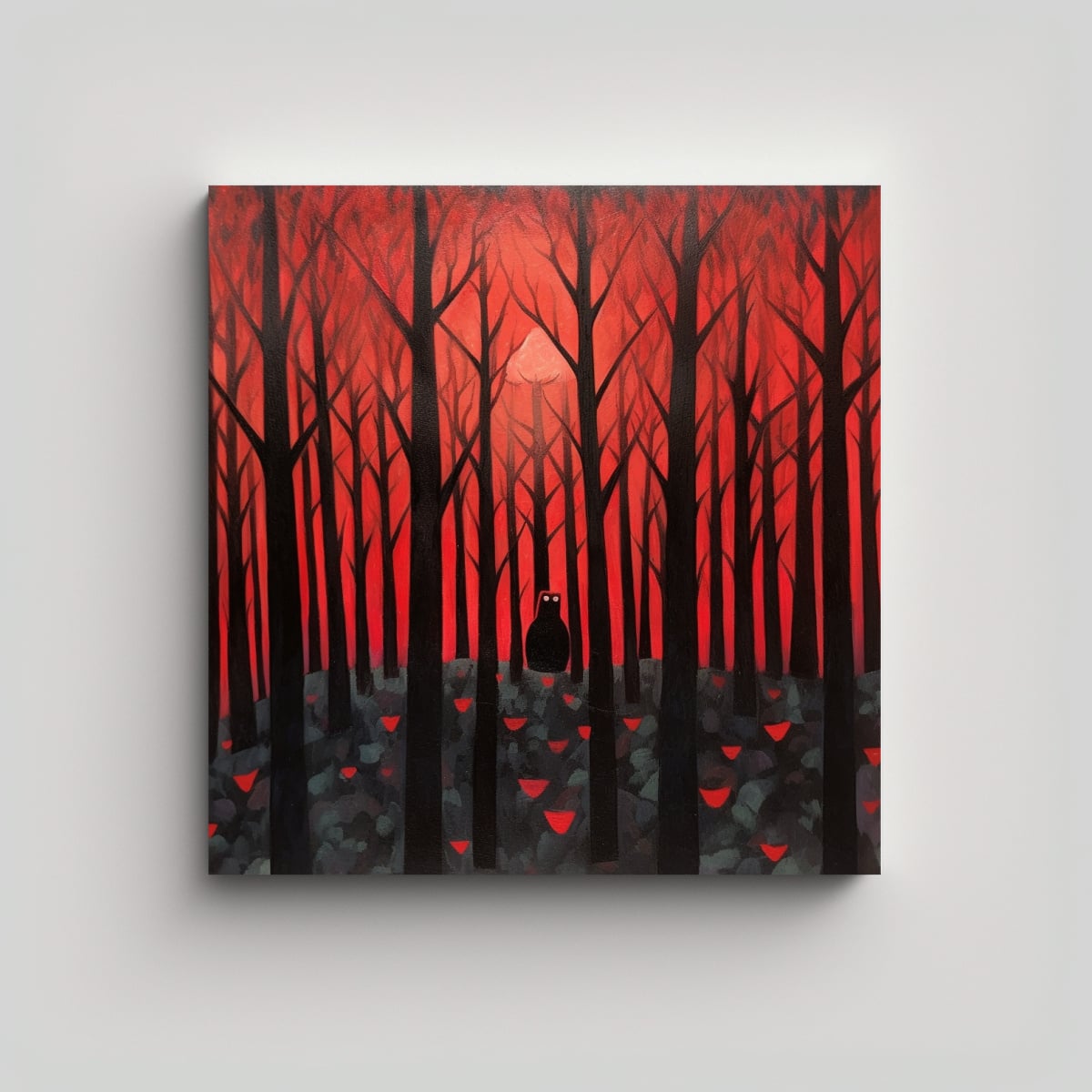 CUADRADO ORIGINAL: PINTURA AL ÓLEO DE BOSQUE 70X70 CM - 1