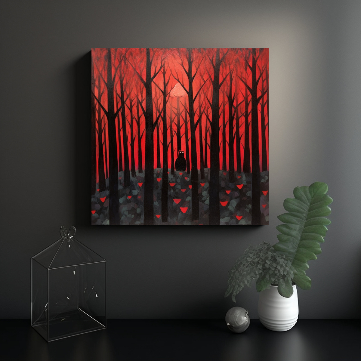 CUADRADO ORIGINAL: PINTURA AL ÓLEO DE BOSQUE 70X70 CM - 2