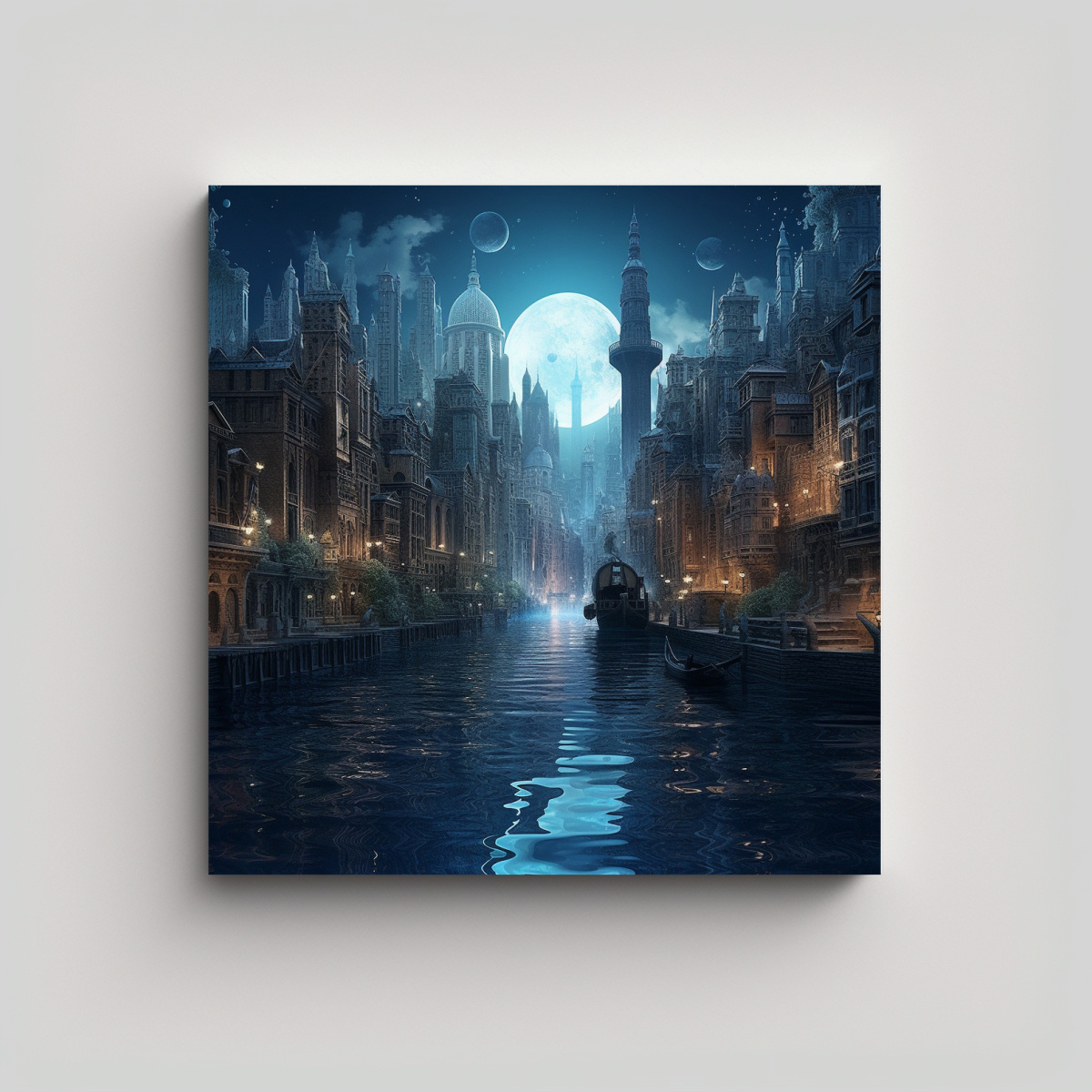 PINTURA DECORATIVA DE CIUDAD FANTÁSTICA EN EL 60X60 CM - 1