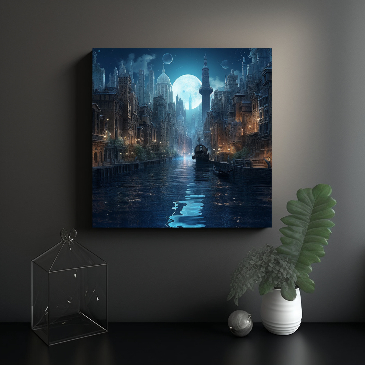 PINTURA DECORATIVA DE CIUDAD FANTÁSTICA EN EL 60X60 CM - 2