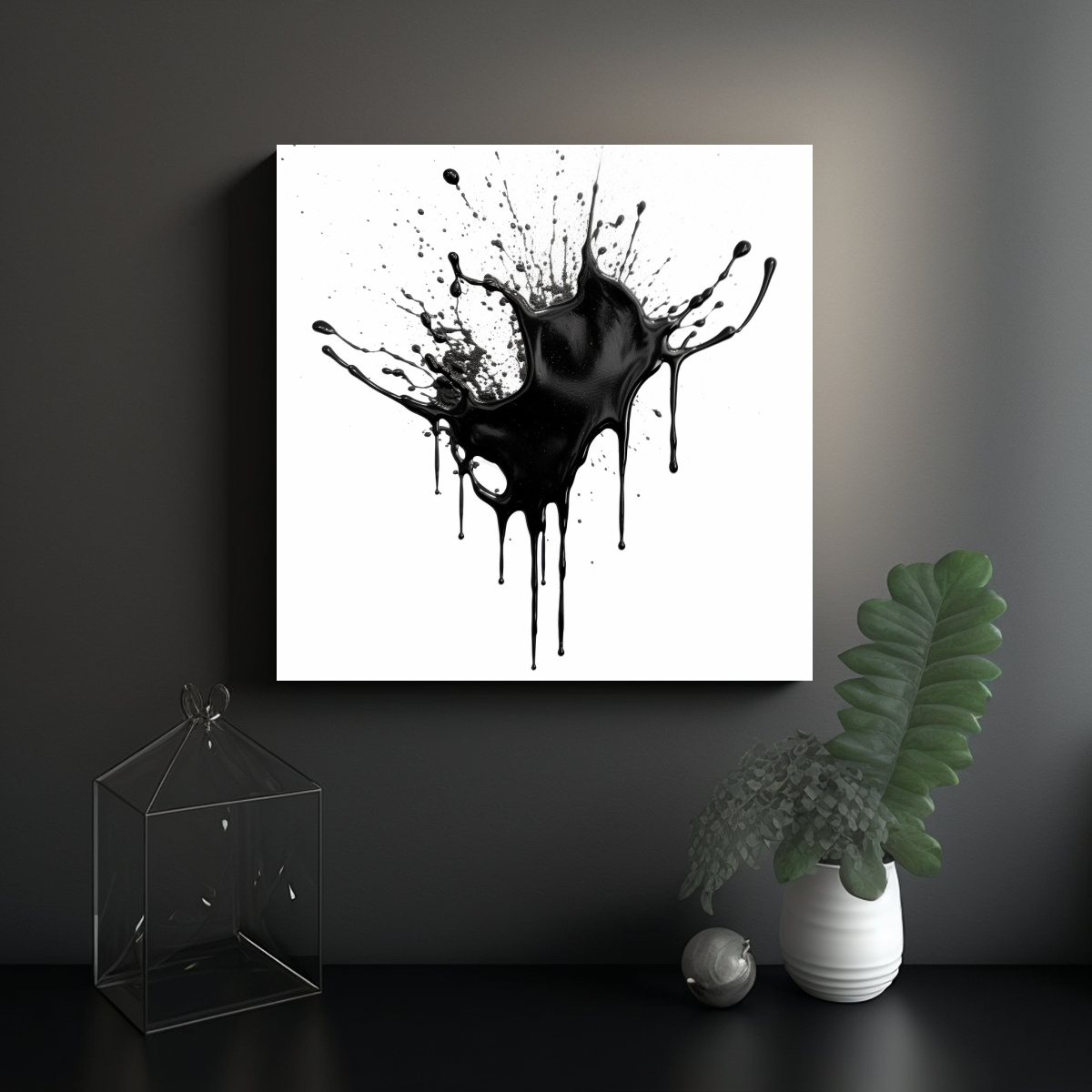 PINTURAS DECORATIVAS MODERNAS EN TINTA NEGRA 60X60 CM - 2