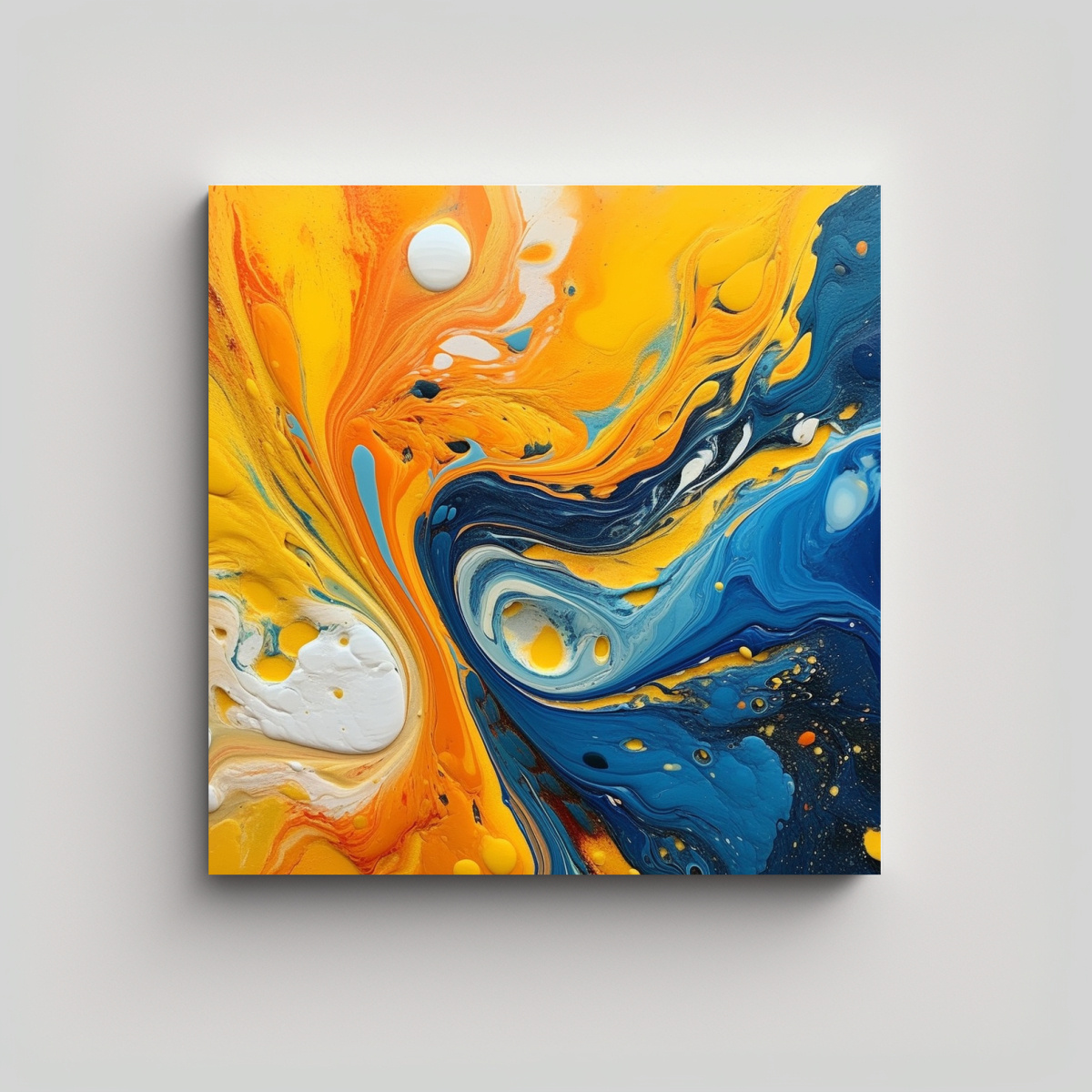PINTURA ABSTRACTA FLUIDA EN TONOS CÁLIDOS 100X100 CM - 1