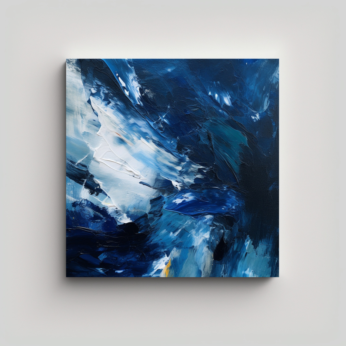 CUADROS MODERNOS ABSTRACTOS EN AZUL: ARTE DE 100X100 CM - 1