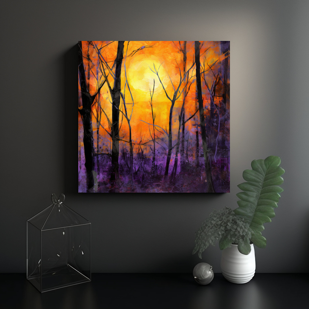 PINTURAS DECORATIVAS ESCENA ATARDECER CON 70X70 CM - 2