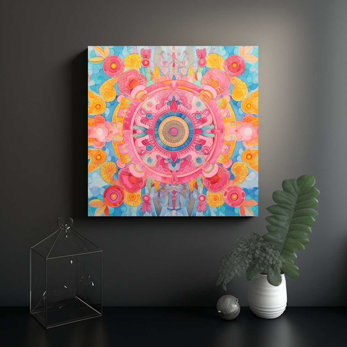 CUADRO COLORIDO ACUARELA Y PIGMENTO PARA 50X50 CM - 2