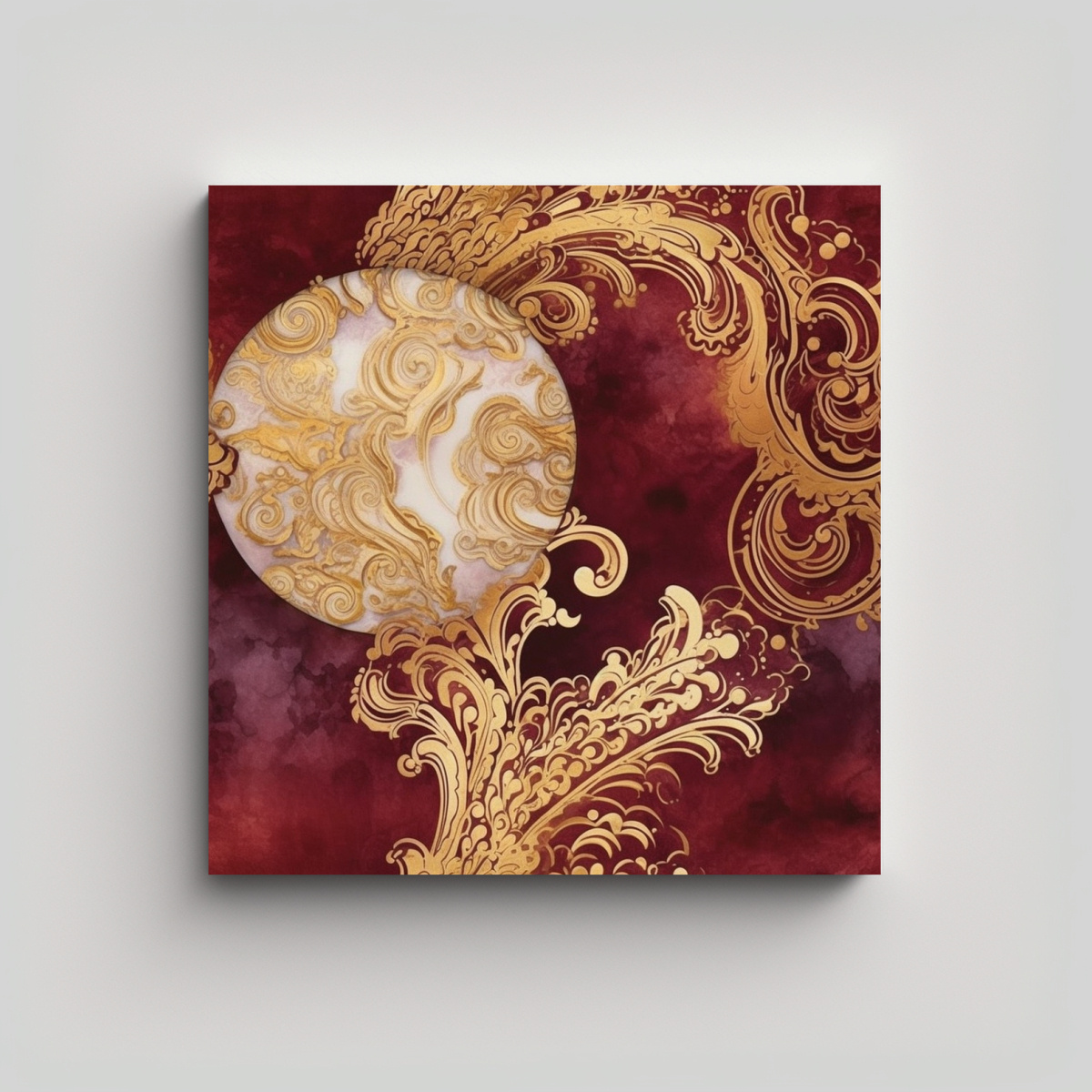 CUADRO LIENZO ABSTRACTO MARRÓN Y DORADO ESTILO 40X40 CM - 1