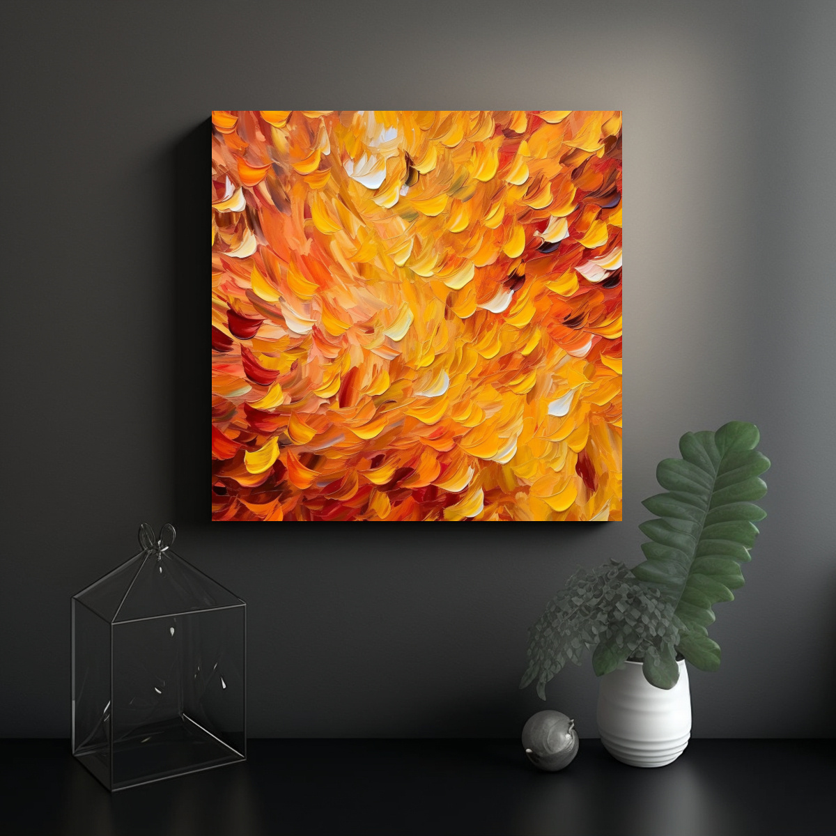 CUADRO DECORATIVO ABSTRACTO OTOÑAL EN CONTINUO 40X40 CM - 2