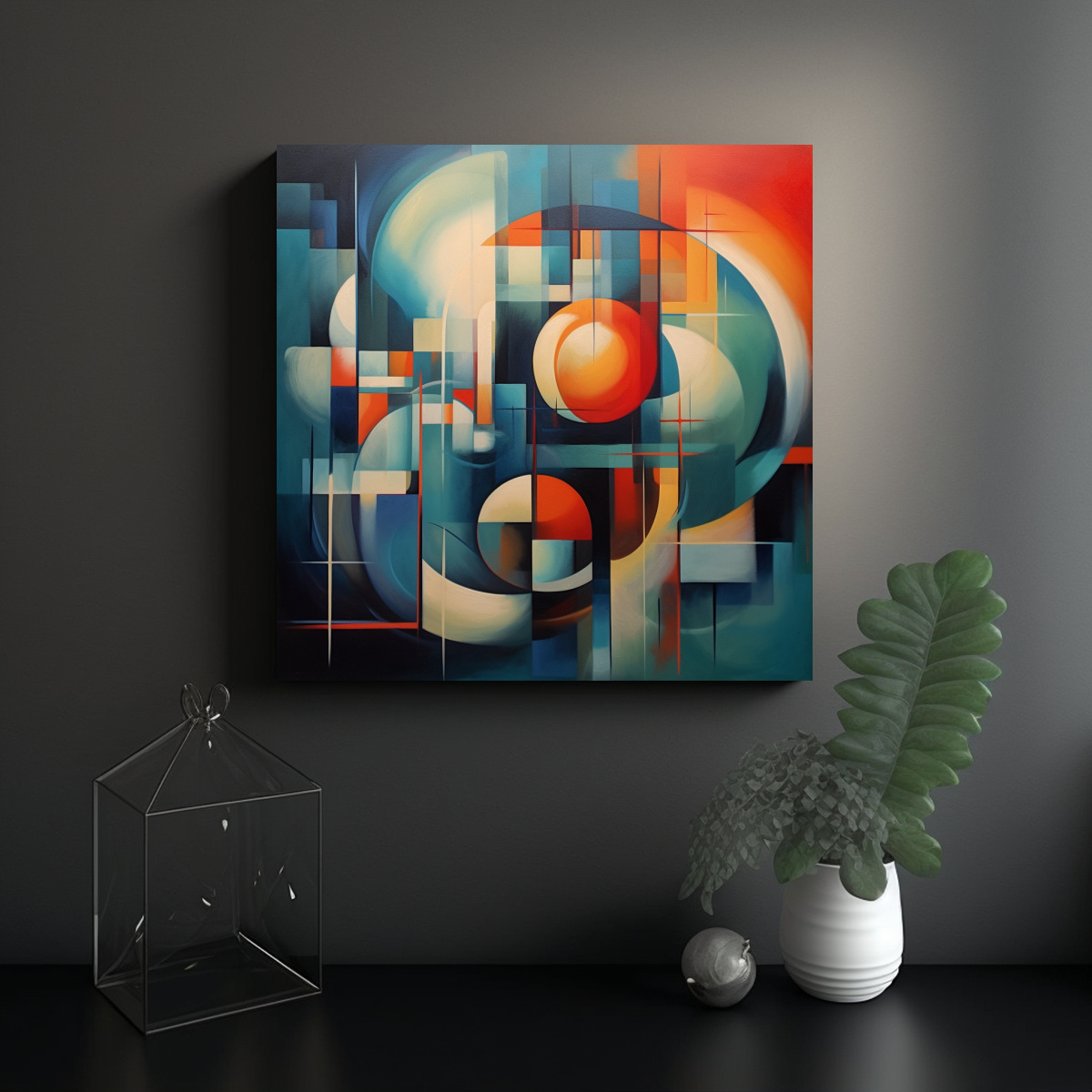 CUADRO LIENZO ABSTRACTO FORMACIÓN IMAGENES 40X40 CM - 2