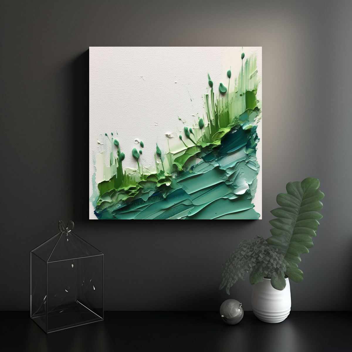 CUADRO PARED CUADRADO ESCENA ABSTRACTA 100X100 CM - 2