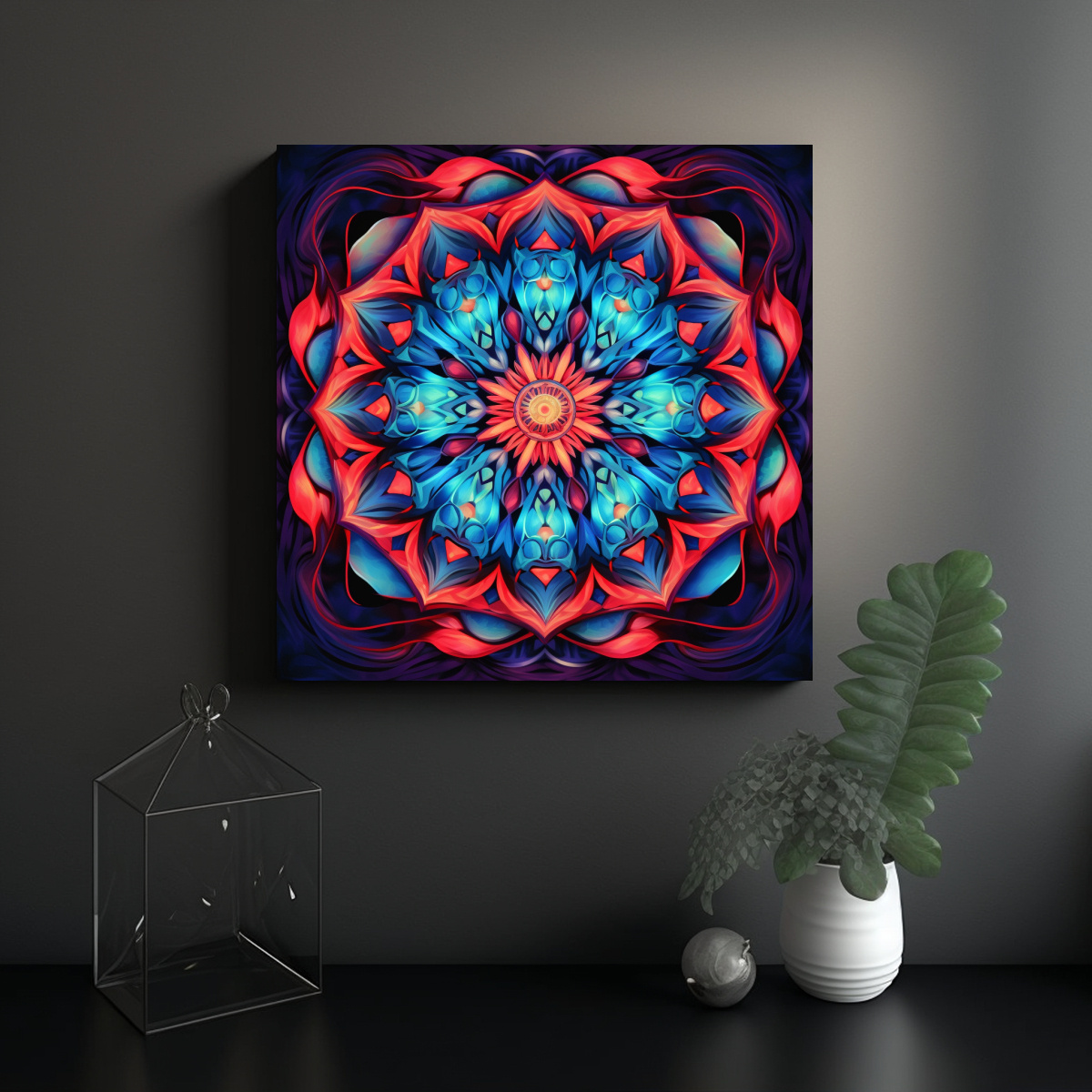 CUADRO ORIGINAL CON PATRÓN INTENSO DE 80X80 CM - 2