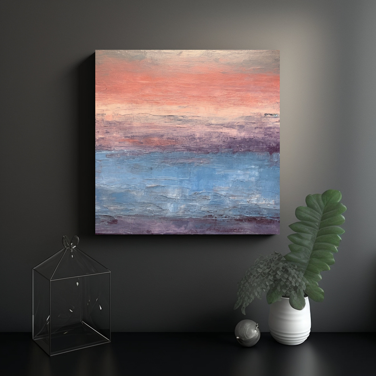 OBRA DE ARTE MODERNA MINIMALISTA EN LIENZO TONOS 20X20 CM - 2