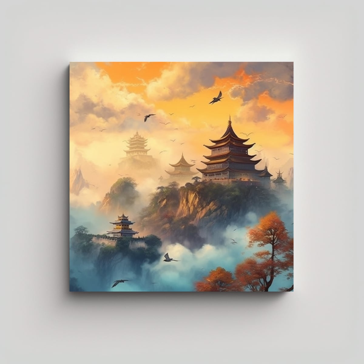 CUADROS DE PARED MODERNOS: PALACIO CHINO ANTIGUO 40X40 CM - 1