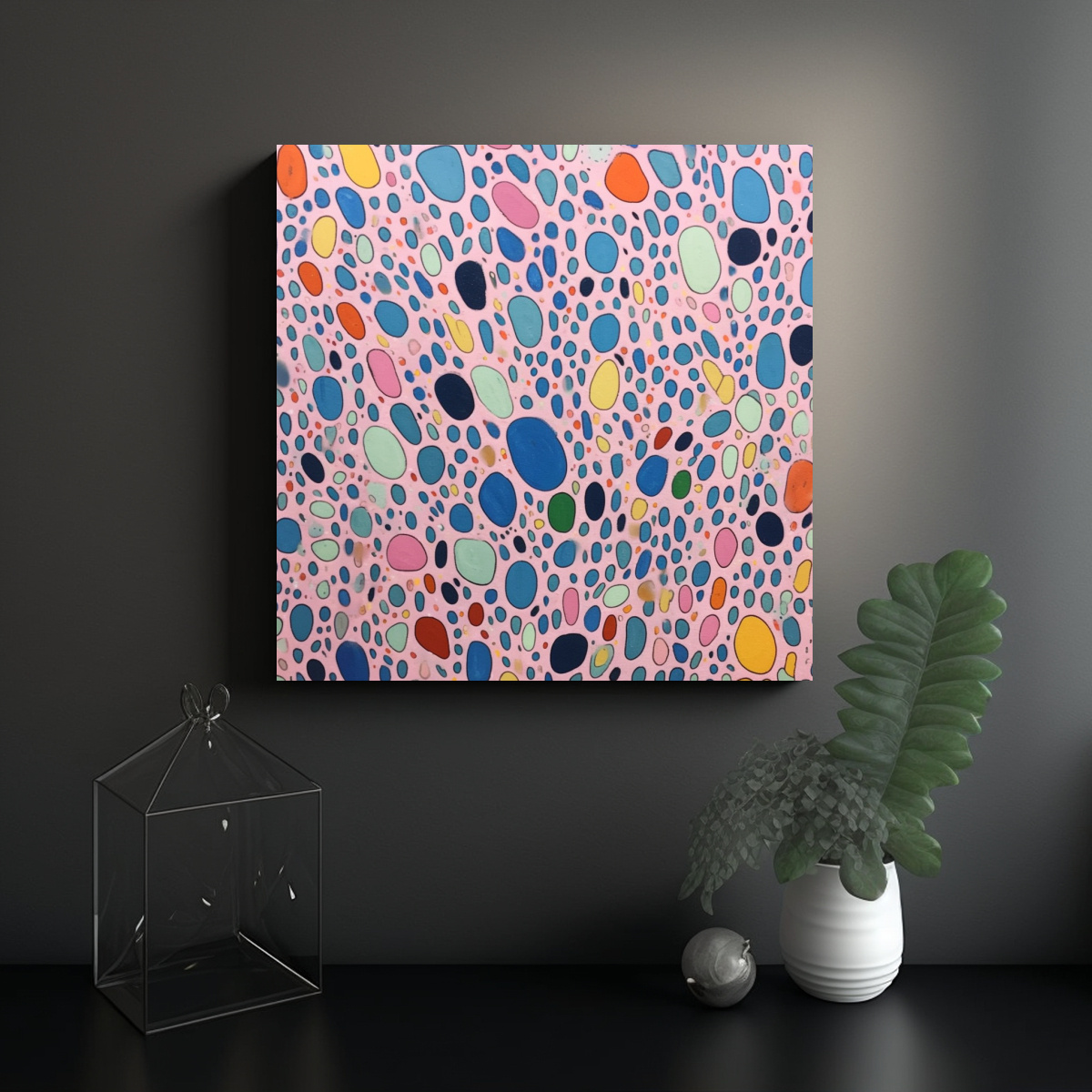 CUADRO TELA CANVAS MOTIVO ARTE EBRU MODERNO 70X70 CM - 2