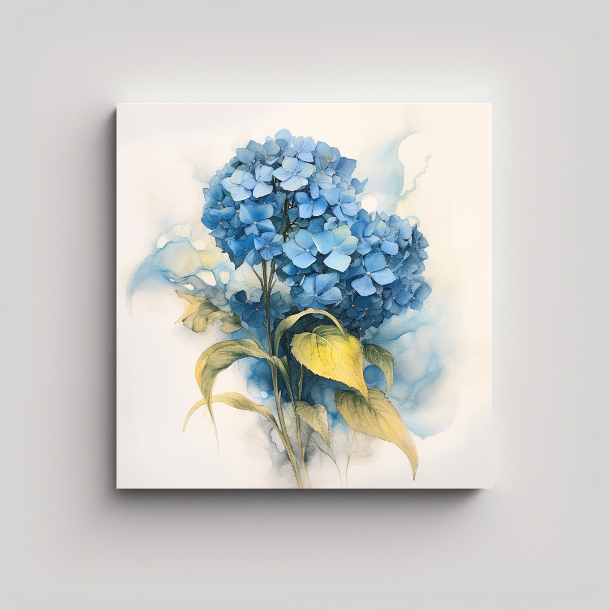 PINTURAS DECORATIVAS: HORTENSIAS AZULES EN HUMO, 20X20 CM - 1